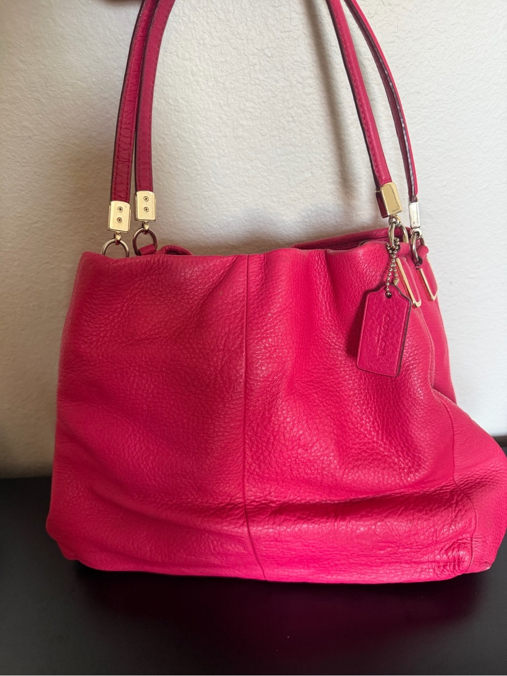Coach Fuchsia Pink Leather Shoulder Bag - Picture 3 of 13